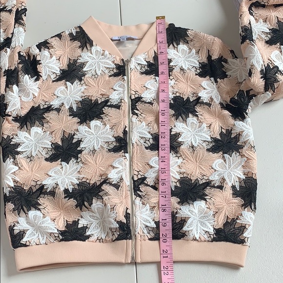 Lucy Paris Lace Bomber Jacket Blush Pink & Black S - Picture 11 of 11